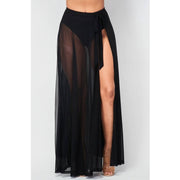 Black Mesh Wrap Cover-up - Lavishe Swim